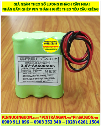 Pin sạc 3.6v-AA600mAh, Pin sạc NiMh 3.6v-AA600mAh, Pin sạc công nghiệp chất lượng cao GREPOW 3.6v-AA600mAh